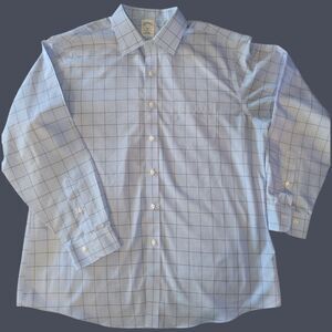 BROOKS BROTHERS 1818 Non-Iron Men's Button Down Dress Shirt Blue 17 4/5 Regent
